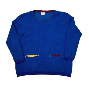 King Deer Cashmere Striped Pullover Sweater Pockets Blue Womens 172/92A Medium